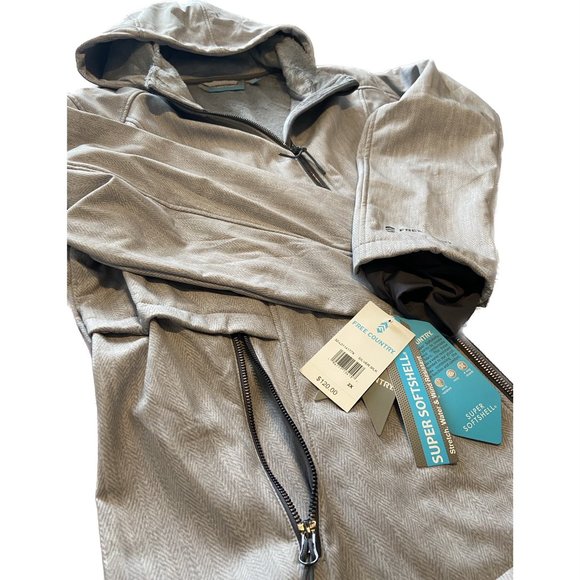Free Country Grey Womens Zip Jacket With Hood 1XL 2XL 3XL NWT - Picture 7 of 9